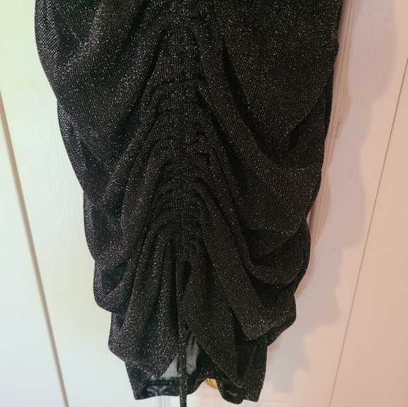 NWOT Garage Ruched Bodycon Sparkly Mesh Black Dress 👑🌴 - Picture 5 of 10